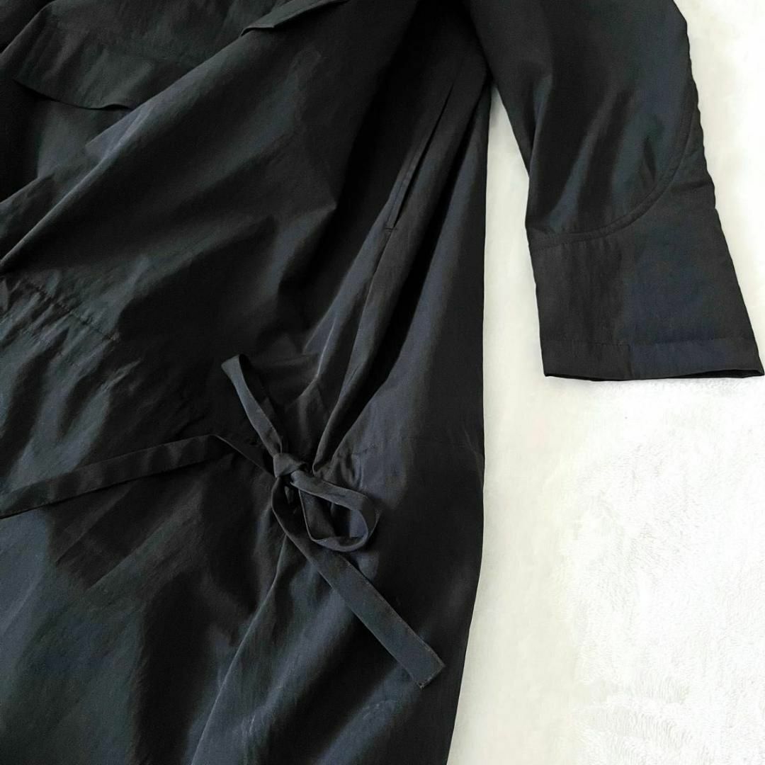 UN3D. ローギャザーアノラックワンピース　ブラック　黒　マキシ丈　長袖　36