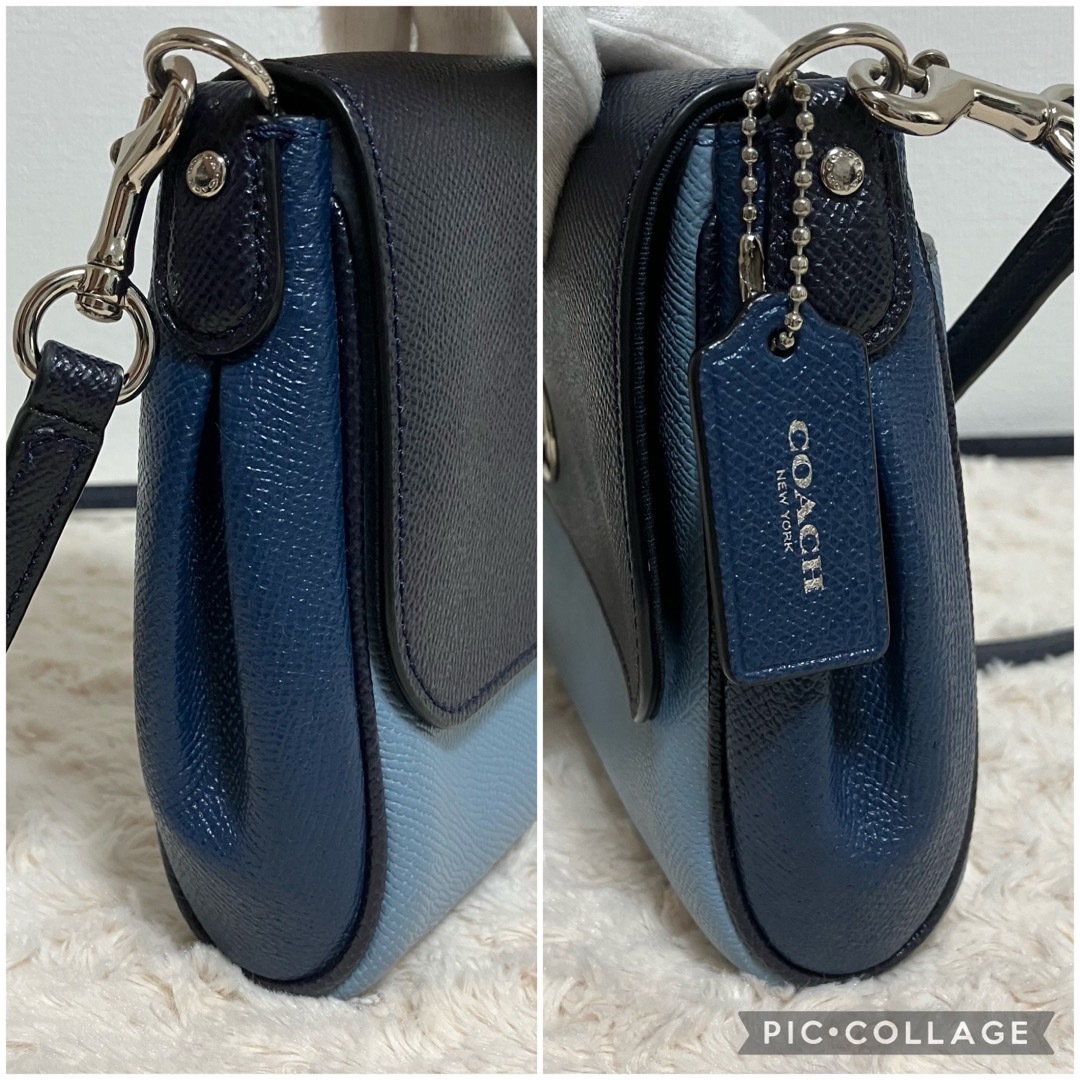 【極美品】COACH コーチ レザー ショルダーバッグ バイカラー ターンロック