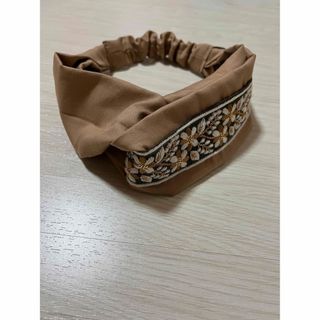 インド刺繍リボン　クロスターバン(ヘアバンド)