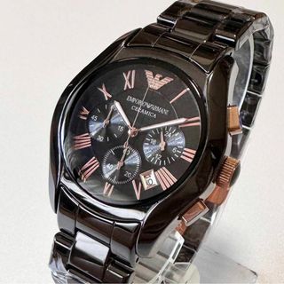 エンポリオアルマーニ(Emporio Armani)の新品！アルマーニ AR1410 腕時計クロノグラフ メンズ ブラック ダイヤル(腕時計(アナログ))