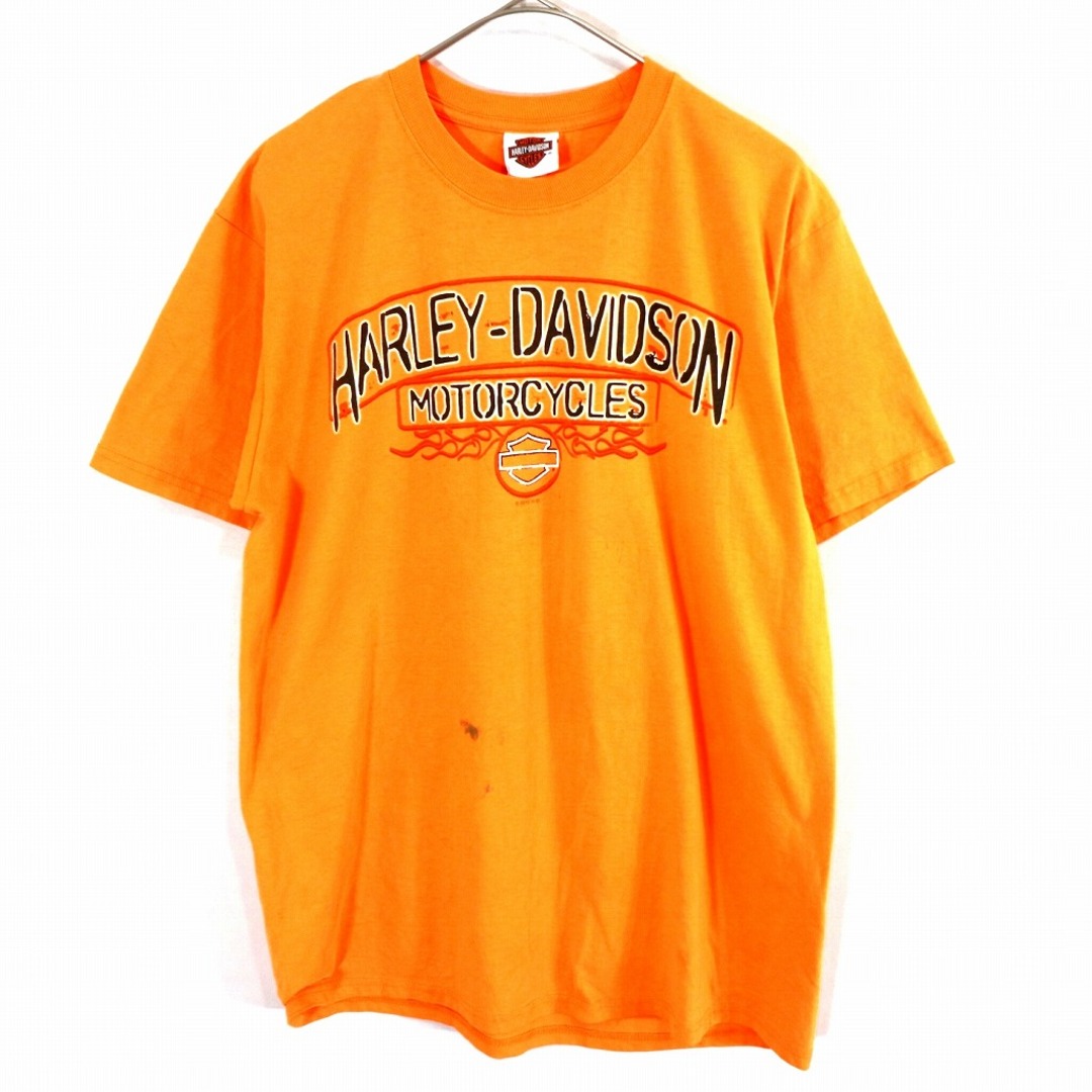 SALE/ HARLEY DAVIDSON ハーレーダビッドソン ロゴプリント 半袖Ｔシャツ アメカジ オレンジ (メンズ L)   O0553