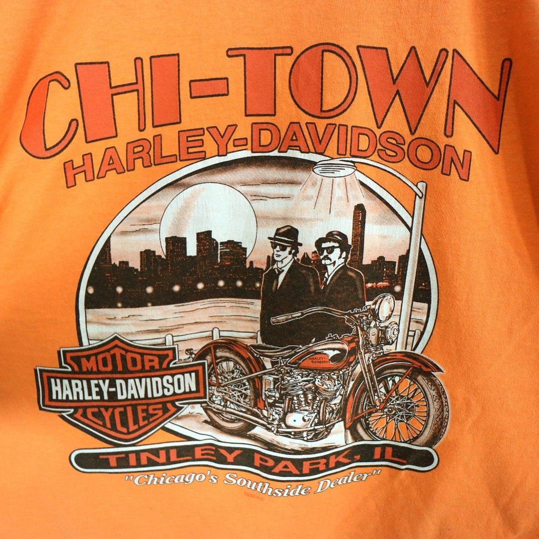 SALE/ HARLEY DAVIDSON ハーレーダビッドソン ロゴプリント 半袖Ｔシャツ アメカジ オレンジ (メンズ L)   O0553 2