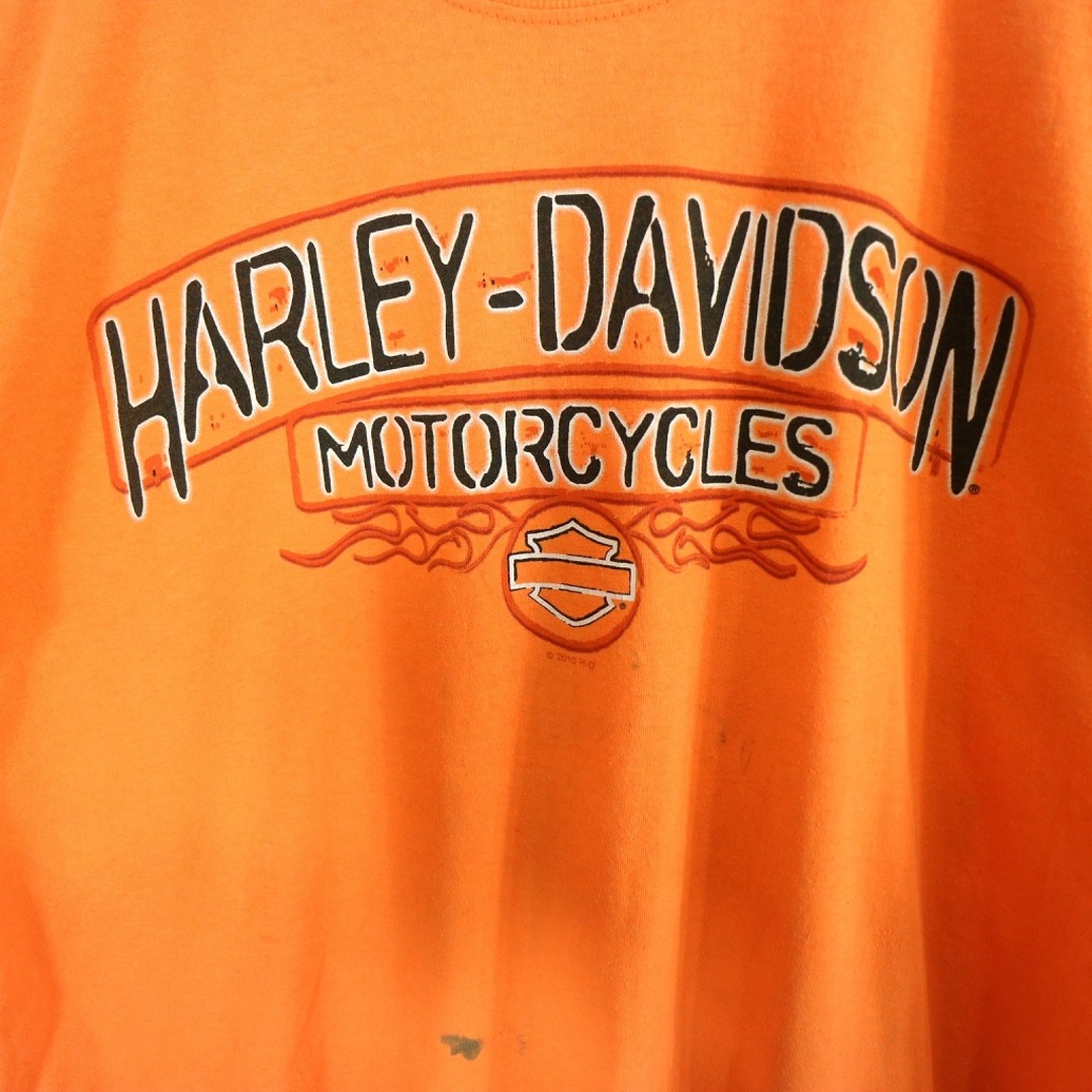 SALE/ HARLEY DAVIDSON ハーレーダビッドソン ロゴプリント 半袖Ｔシャツ アメカジ オレンジ (メンズ L)   O0553 5