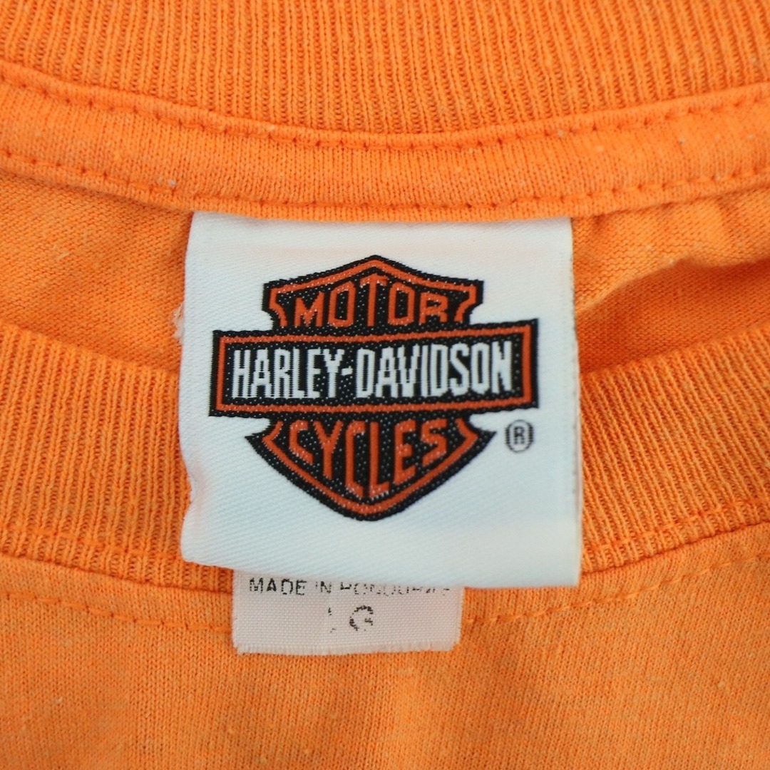 SALE/ HARLEY DAVIDSON ハーレーダビッドソン ロゴプリント 半袖Ｔシャツ アメカジ オレンジ (メンズ L)   O0553 7