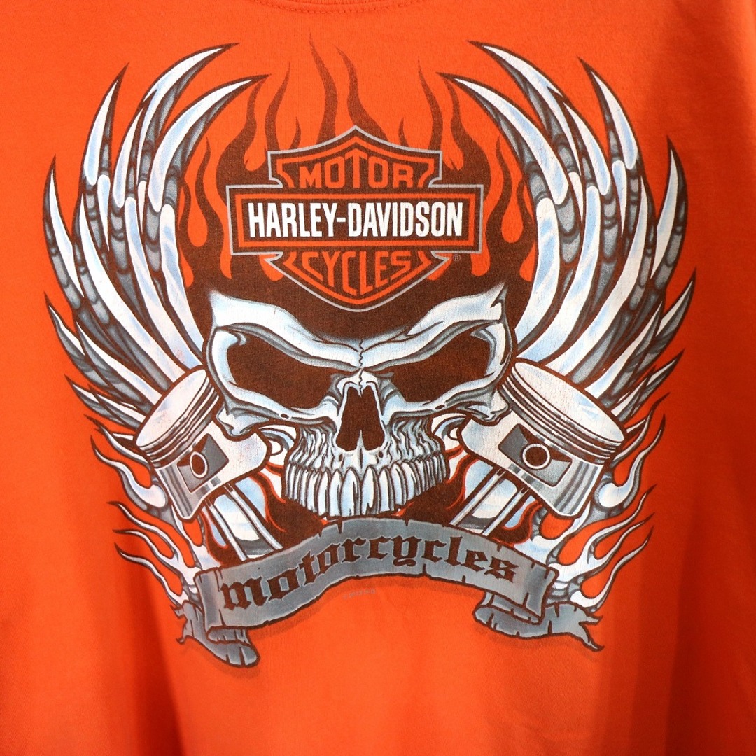 SALE/ HARLEY DAVIDSON ハーレーダビッドソン ブランドネームグラフィックプリント 半袖Ｔシャツ Y2K オレンジ (メンズ XL)   O0571 2