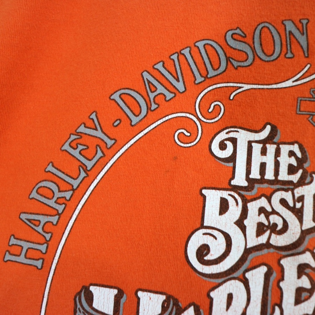 SALE/ HARLEY DAVIDSON ハーレーダビッドソン ブランドネームグラフィックプリント 半袖Ｔシャツ Y2K オレンジ (メンズ XL)   O0571 4