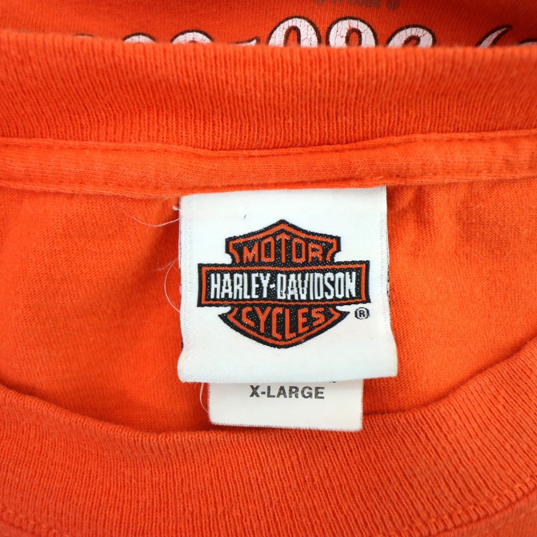 SALE/ HARLEY DAVIDSON ハーレーダビッドソン ブランドネームグラフィックプリント 半袖Ｔシャツ Y2K オレンジ (メンズ XL)   O0571 8