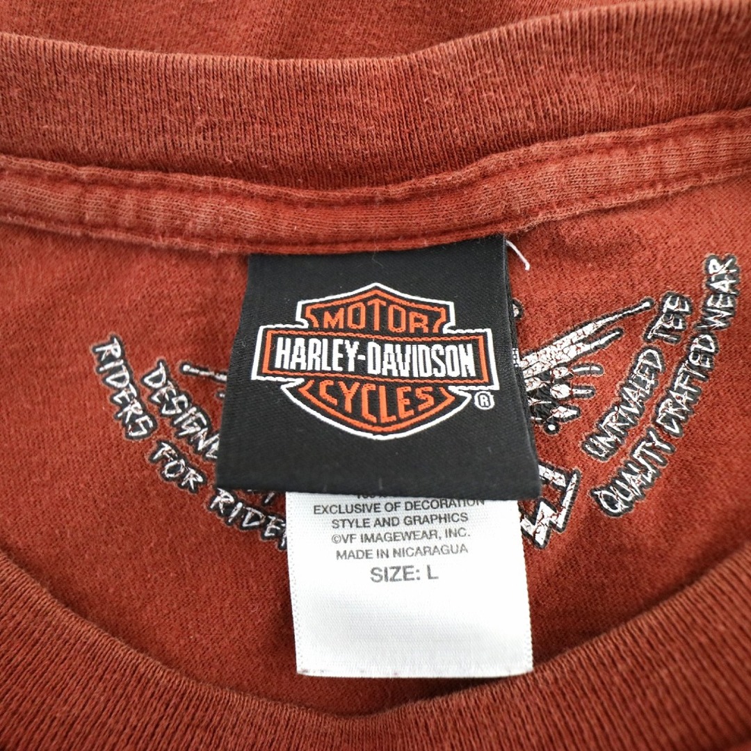 Harley Davidson(ハーレーダビッドソン)のHARLEY DAVIDSON ハーレーダビッドソン 英文字 ロゴ 半袖Ｔシャツ ライトブラウン (メンズ L) 中古 古着 O0566 メンズのトップス(Tシャツ/カットソー(半袖/袖なし))の商品写真