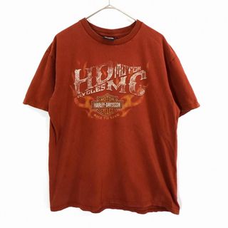 ハーレーダビッドソン(Harley Davidson)のHARLEY DAVIDSON ハーレーダビッドソン 英文字 ロゴ 半袖Ｔシャツ ライトブラウン (メンズ L) 中古 古着 O0566(Tシャツ/カットソー(半袖/袖なし))