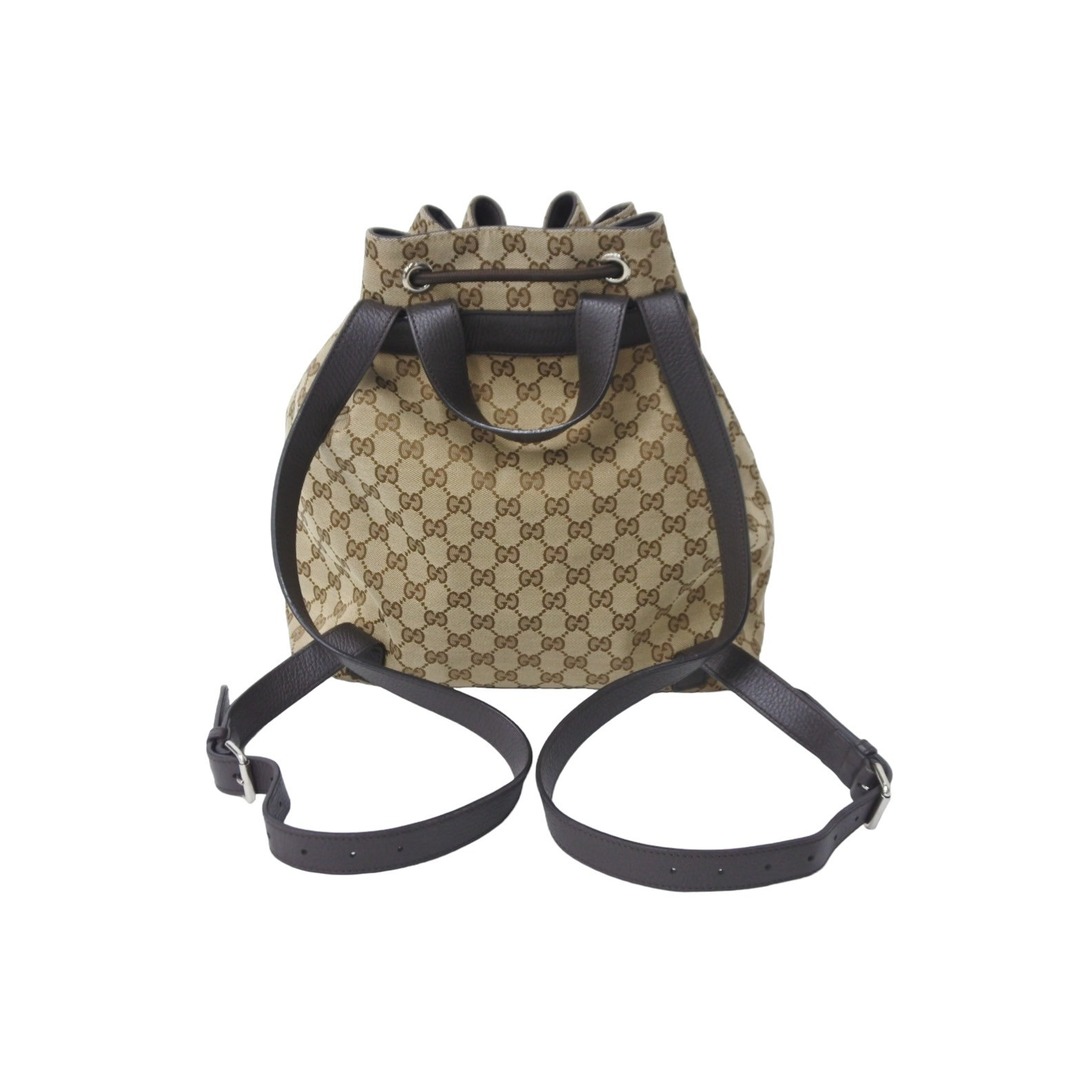 A4可 極美品 GUCCI キャンバス ショルダーバッグ 黒 GG柄 巾着-