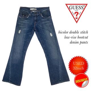 ゲス(GUESS)のGUESS極美品♪♪ バイカラー・ダブルステッチ ローライズ ブーツカットデニム(デニム/ジーンズ)