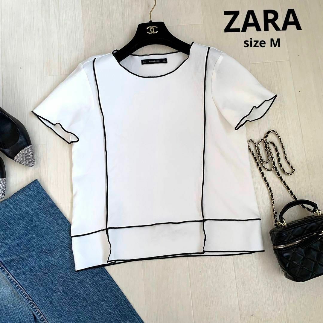 ZARA ザラ　トップス　Mサイズ　zaraトップス　ホワイト　半袖　夏服　春服 | フリマアプリ ラクマ