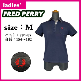 フレッドペリー(FRED PERRY)のフレッドペリー ポロシャツ レディース サイズM ワンポイントロゴ 花柄 日本製(ポロシャツ)