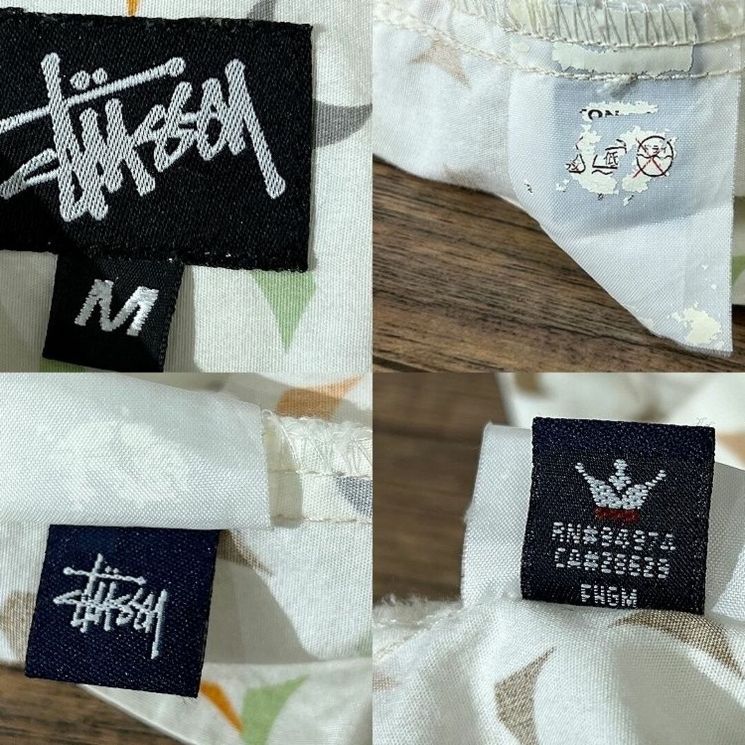 STUSSY(ステューシー)の90s 00s オールド USA製 ステューシー 総柄 半袖 シャツ 白 M メンズのトップス(シャツ)の商品写真