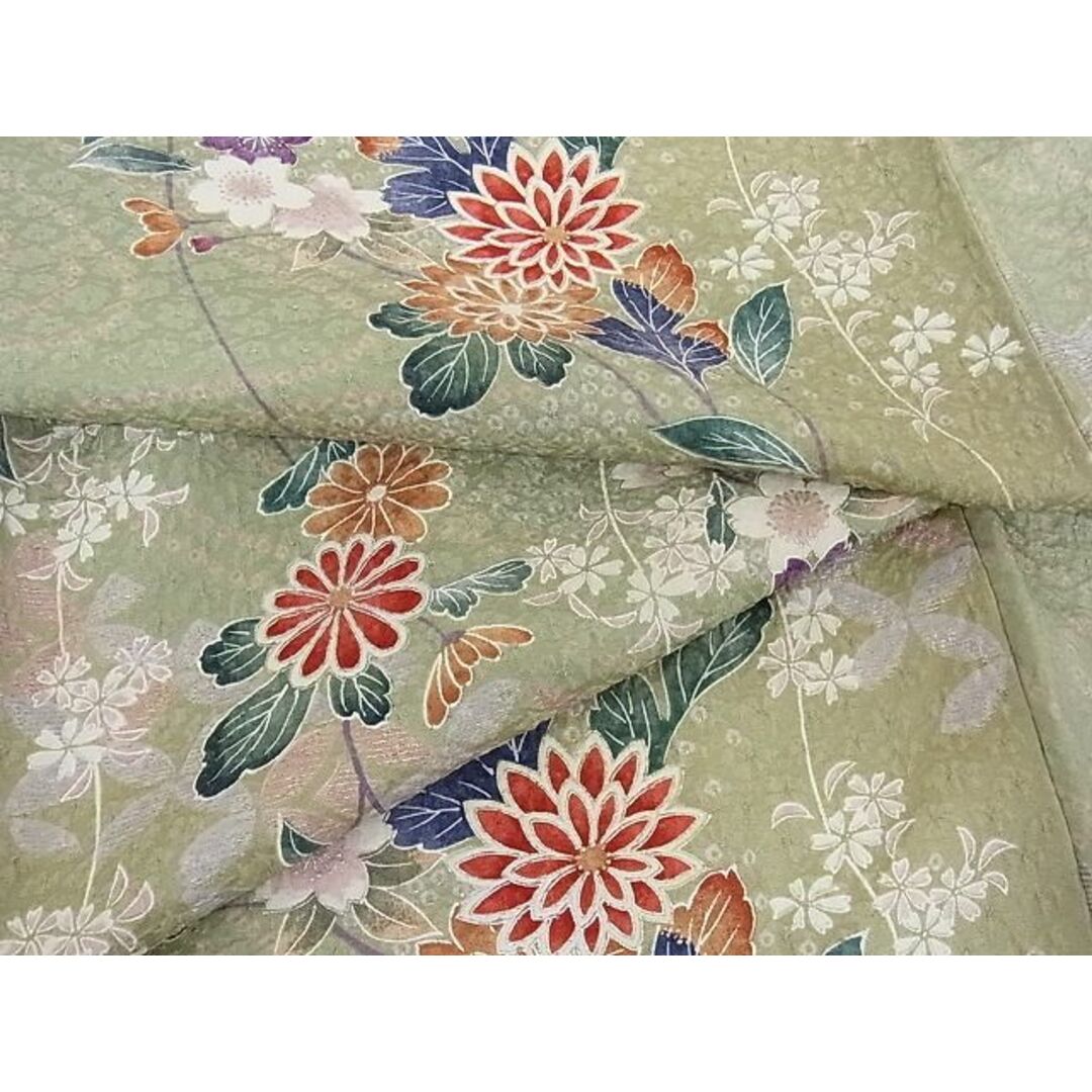 平和屋-こころ店■上質な小紋 飛鳥花文 着丈159cm 裄丈65cm 正絹 逸品 未使用 B-ph6835
