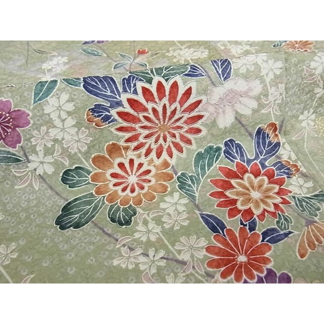 平和屋-こころ店■上質な小紋 飛鳥花文 着丈159cm 裄丈65cm 正絹 逸品 未使用 B-ph6835
