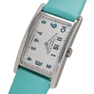 ティファニー(Tiffany & Co.)のティファニー TIFFANY&Co. 時計 レディース ブランド イーストウエスト クオーツ QZ ステンレス SS レザー 60557985 シルバー ティファニーブルー スクエア 点検済み【中古】(腕時計)