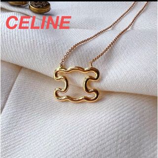 セリーヌ CELINE ルビー/0.02ct ロゴ ネックレス K18YG