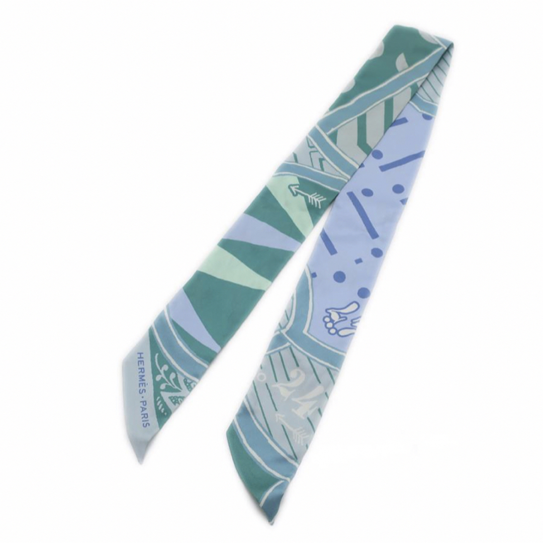 Hermes(エルメス)のエルメス ツイリー シルクゲーム スカーフ シルク 水色 レディースのファッション小物(バンダナ/スカーフ)の商品写真