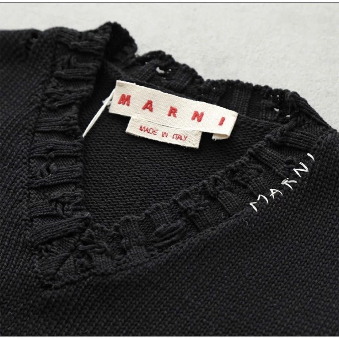 新品未使用! MARNI ダメージ ニット ベスト 46 黒 マルニ