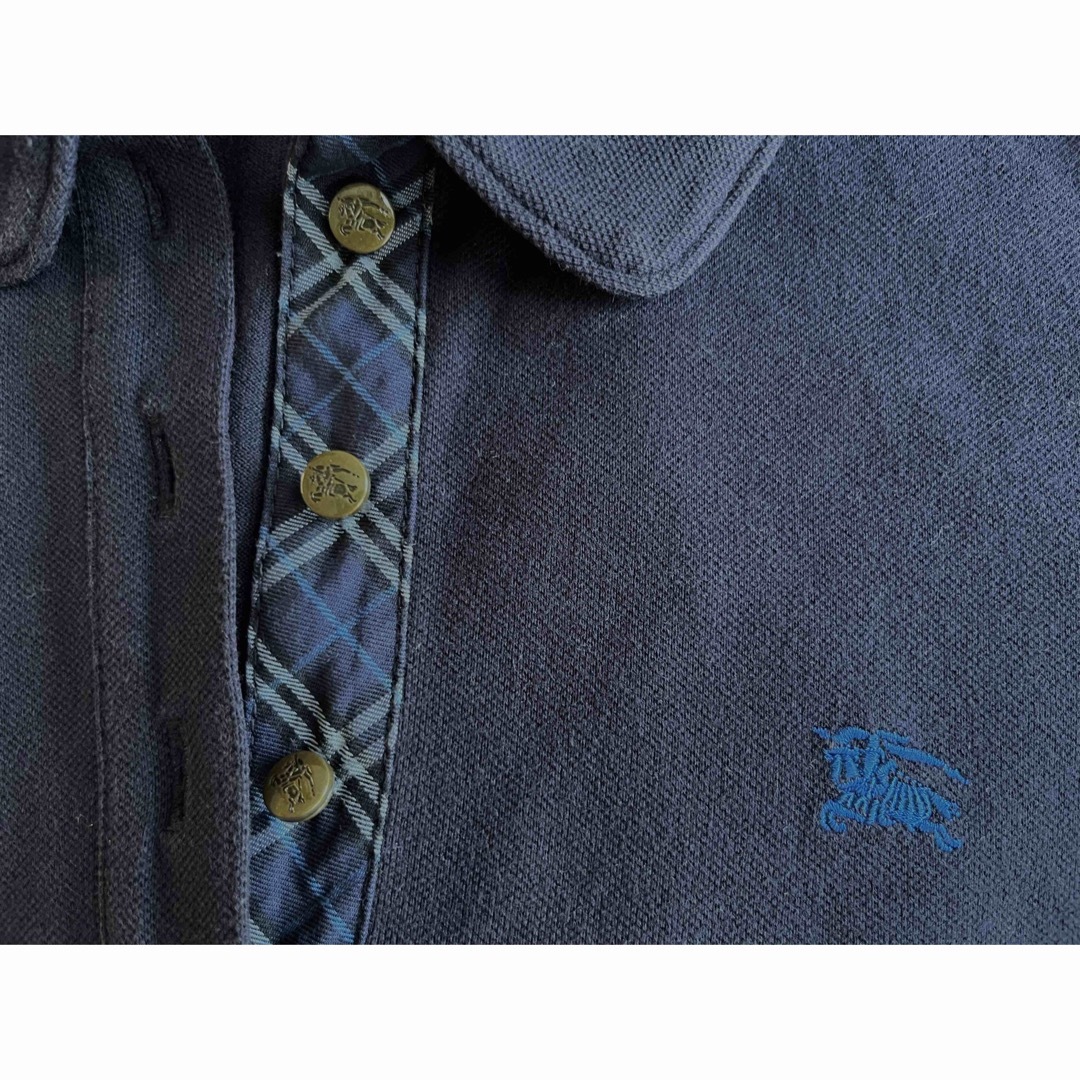 BURBERRY BLUE LABEL(バーバリーブルーレーベル)のBURBERRYブルーレーベル　ノバチェックポロシャツ　銀ボタン　サイズ38  レディースのトップス(ポロシャツ)の商品写真