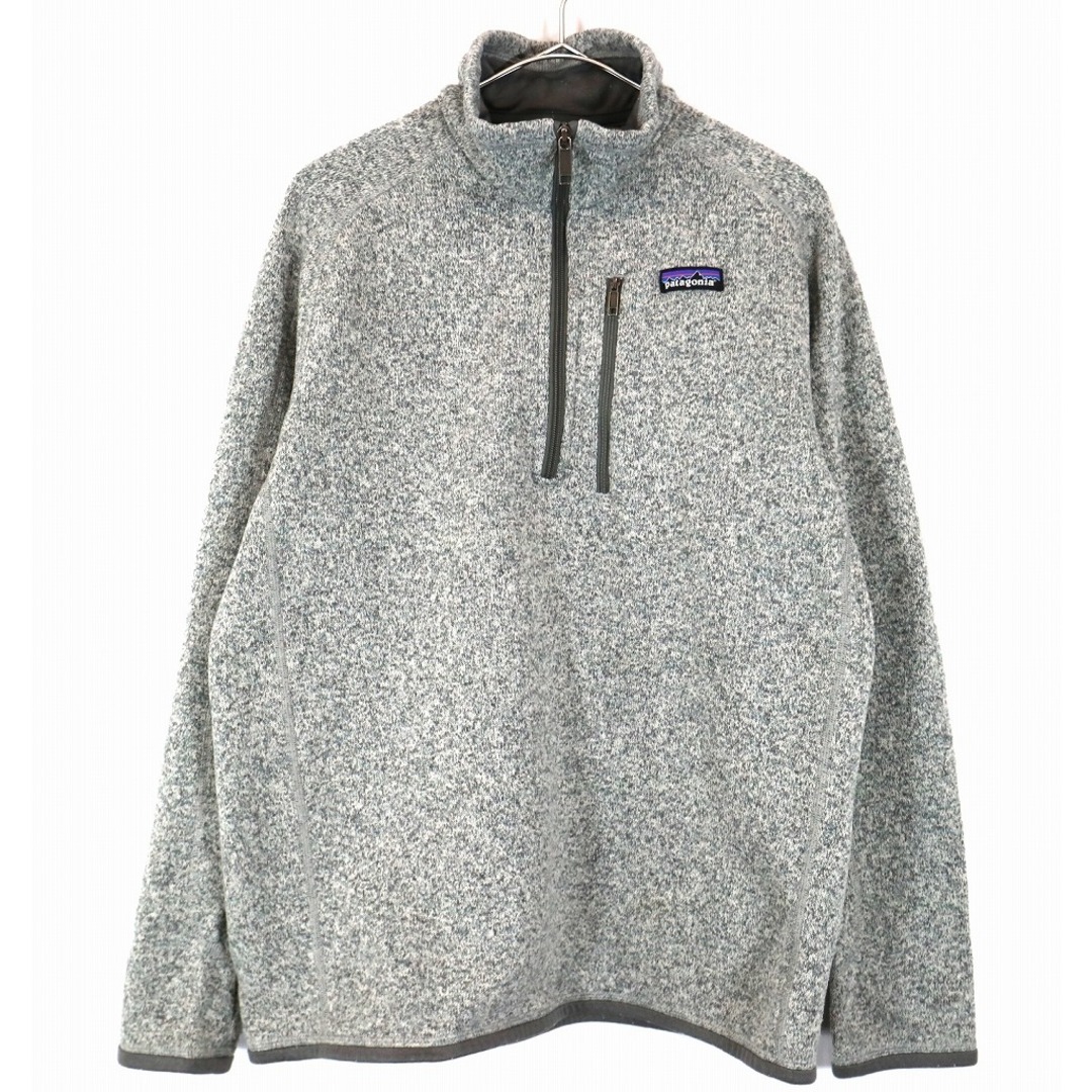 patagonia パタゴニア ハーフジップ フリースジャケット アウトドア キャンプ ワンポイントロゴ グレー (メンズ M)   O0762