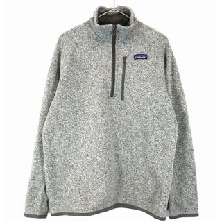 パタゴニア(patagonia)のpatagonia パタゴニア ハーフジップ フリースジャケット アウトドア キャンプ ワンポイントロゴ グレー (メンズ M) 中古 古着 O0762(その他)