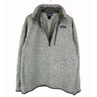 SALE/ patagonia パタゴニア ハーフジップ フリースジャケット アウトドア キャンプ ワンポイントロゴ グレー (メンズ M) O0774