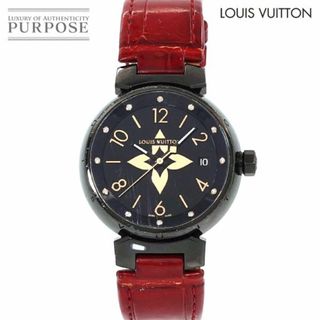 ルイヴィトン(LOUIS VUITTON)のルイ ヴィトン LOUIS VUITTON タンブール QA048 レディース 腕時計 デイト 12P ダイヤ ブラック 文字盤 クォーツ ウォッチ VLP 90205992(腕時計)