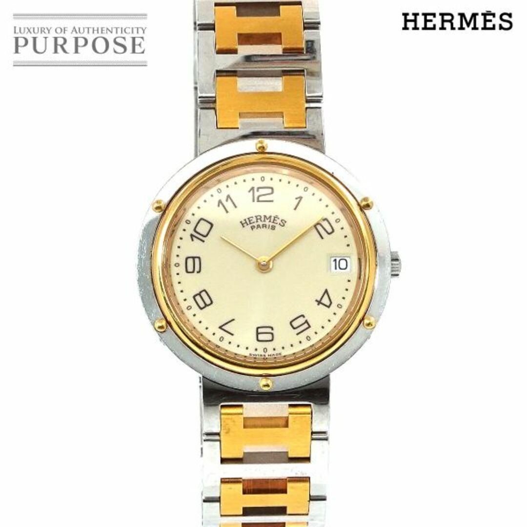 エルメス HERMES クリッパー コンビ CL6 720 メンズ 腕時計 デイト