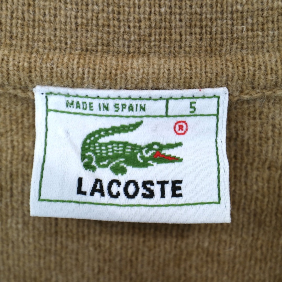 SALE/ LACOSTE ラコステ ウールカーディガン ワンポイントロゴ 襟付き ライトブラウン (メンズ 5)   O0777