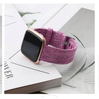 Fitbit versa2用バンド　ナイロン布　Sサイズ　パープル(腕時計)