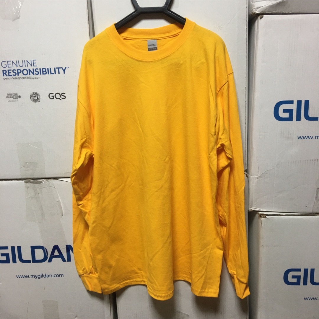 GILDAN(ギルタン)のGILDANギルダン☆ロンT長袖無地Tシャツ☆ゴールド☆イエロー☆濃い黄色☆XL メンズのトップス(Tシャツ/カットソー(七分/長袖))の商品写真