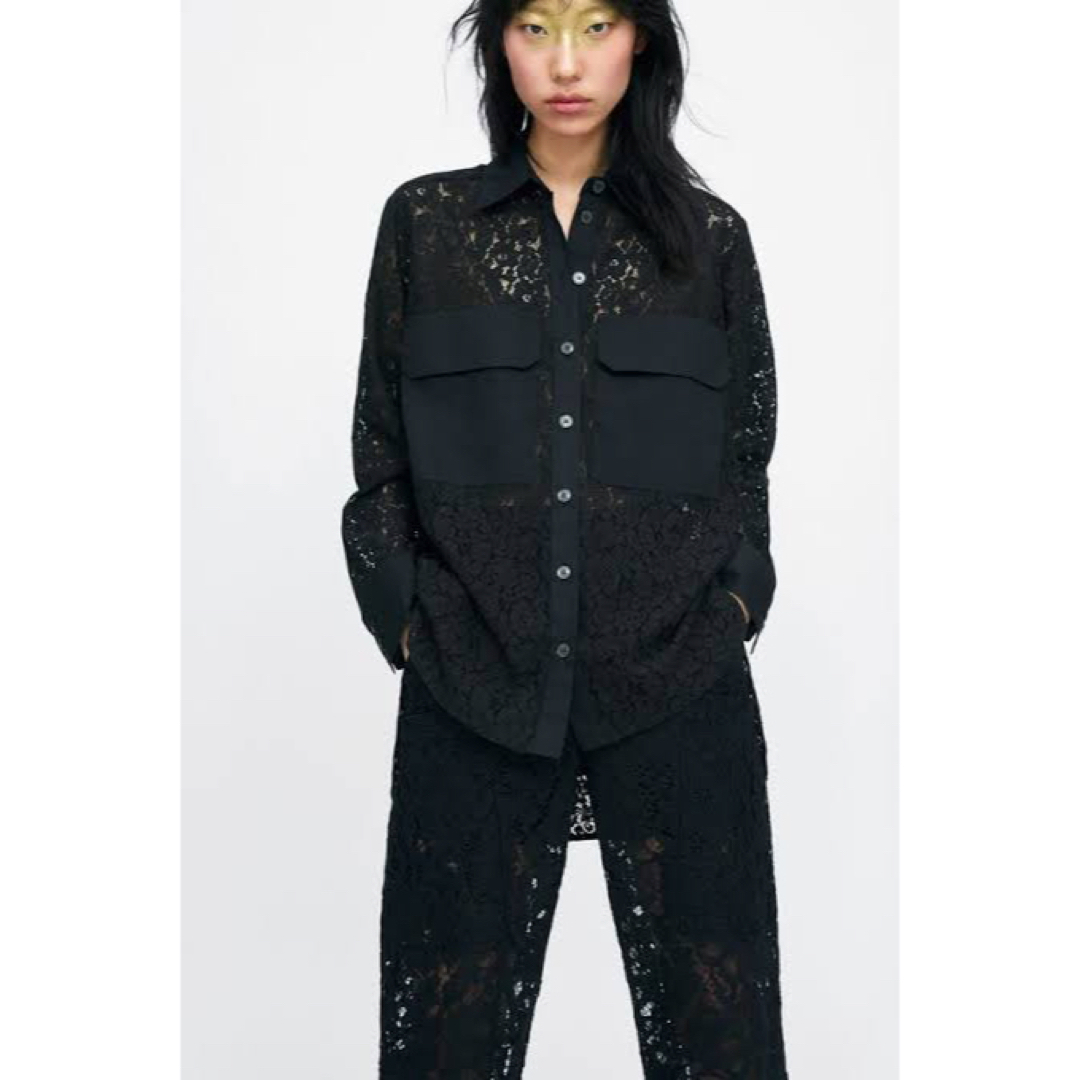 ZARA(ザラ)のLACE SHIRT WITH POCKETS レディースのトップス(シャツ/ブラウス(長袖/七分))の商品写真