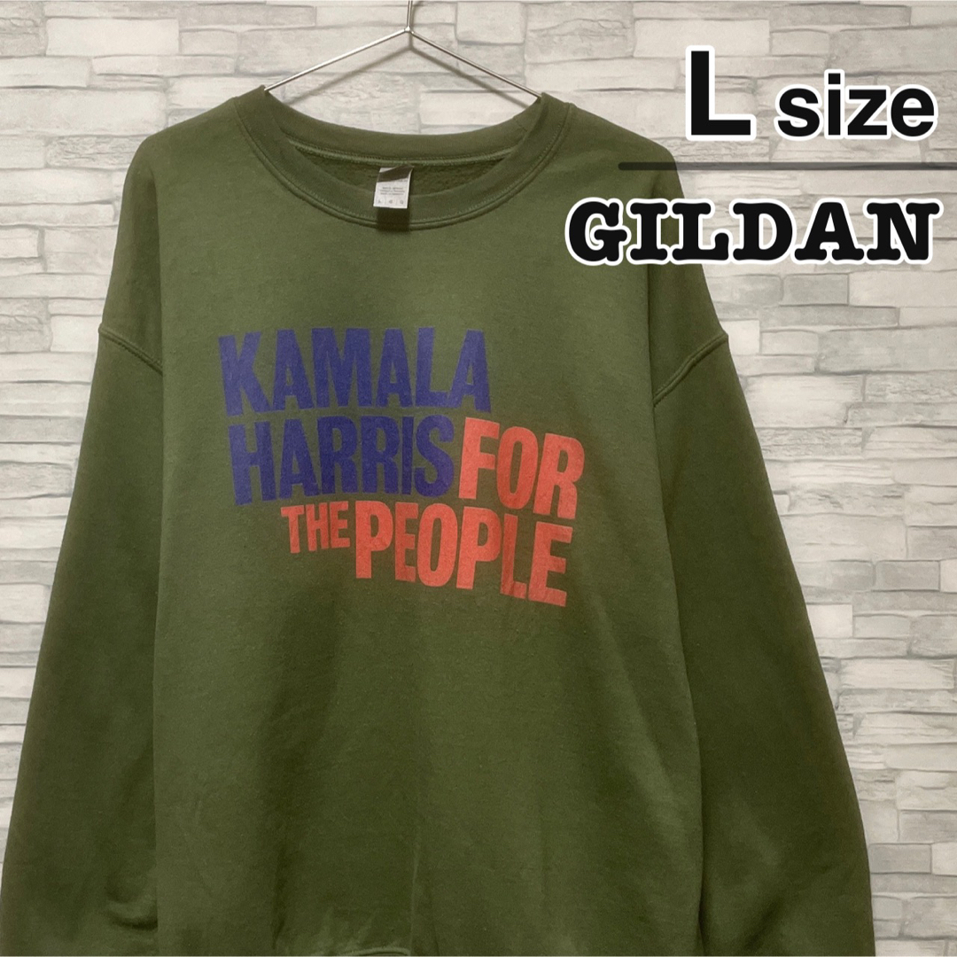 GILDAN - GILDAN スウェット カーキ グリーン 緑 プリント 裏起毛 USA