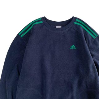 adidas フリーススウェット ネイビー ネイビーグリーン ポケットあり