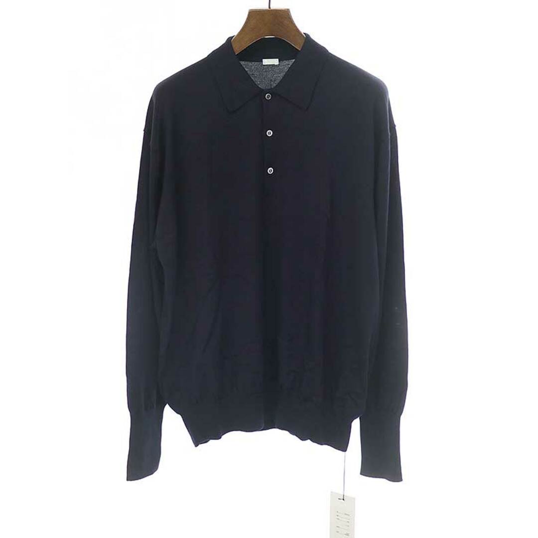 A.PRESSE ア プレッセ 22AW L/S Knit Polo Shirt ウール ニットポロシャツ ネイビー 3