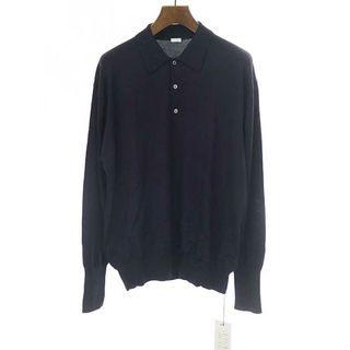 A.PRESSE ア プレッセ 22AW L/S Knit Polo Shirt ウール ニットポロシャツ ネイビー 3(ポロシャツ)