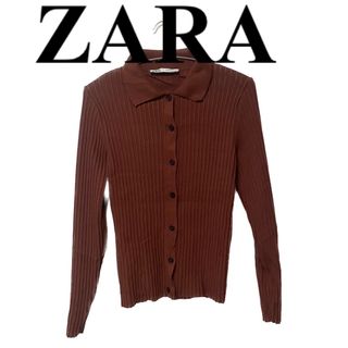 ザラ(ZARA)の【ZARA 】★未使用に近い★長袖 リブ トップス ボルドー(カットソー(長袖/七分))