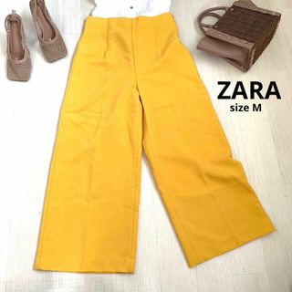 ザラ(ZARA)のZARA ザラ　パンツ　ワイドパンツ　イエロー　Mサイズ　おしゃれパンツ(カジュアルパンツ)