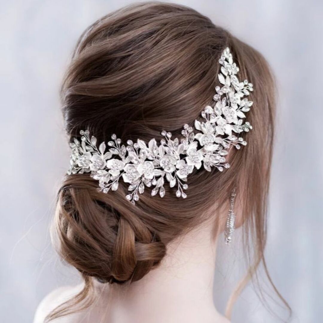 ☆新品☆ウェディング&結婚式に！ ヘッドドレス ボンネ フラワーヘアアクセサリー レディースのフォーマル/ドレス(ウェディングドレス)の商品写真