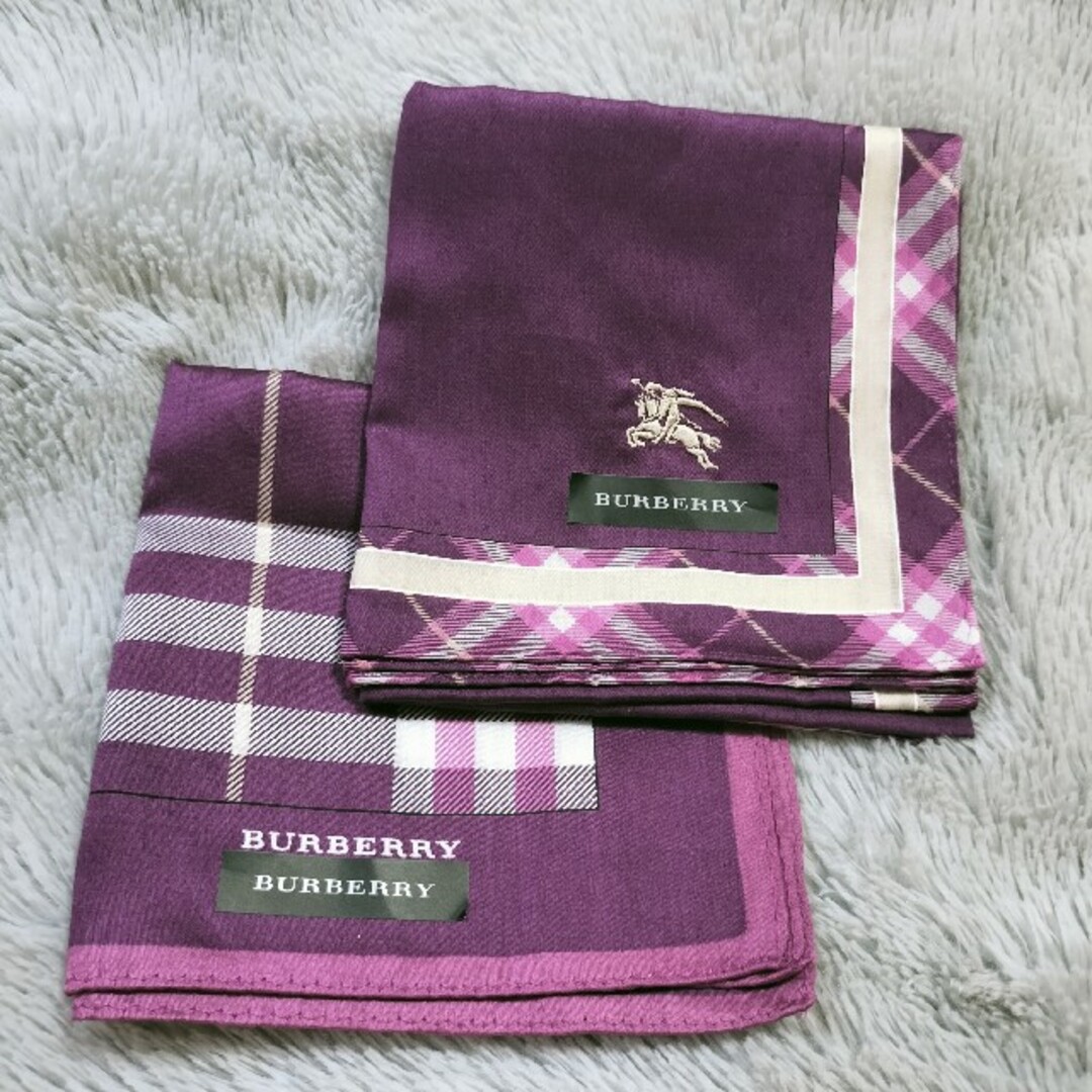 BURBERRY(バーバリー)のバーバリー　BURBERRY　ハンカチ　２枚セット　紫 レディースのファッション小物(ハンカチ)の商品写真