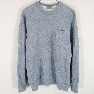 カーハート(carhartt)のSALE/ Carhartt カーハート クルーネック 長袖Ｔシャツ ワンポイントロゴ ブルー (メンズ M) 中古 古着 O0941(Tシャツ/カットソー(七分/長袖))