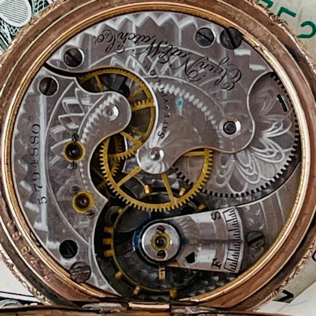 懐中時計【極美品】エルジンELGIN手巻きアンティーク1895年製ハンター 