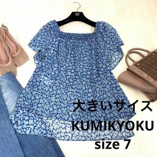 クミキョク(kumikyoku（組曲）)のKUMIKYOKU リーフ柄シフォントップス　size S(シャツ/ブラウス(半袖/袖なし))