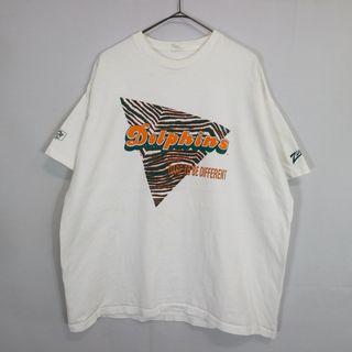 SALE/ ZUBAZ NFL マイアミ・ドルフィンズ 半袖Ｔシャツ 大きいサイズ シングルステッチ ホワイト (メンズ XL)   O0952