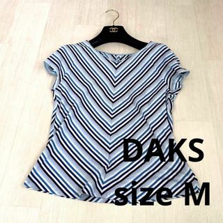 ダックス(DAKS)のDAKS vボーダートップス　size M(Tシャツ(半袖/袖なし))