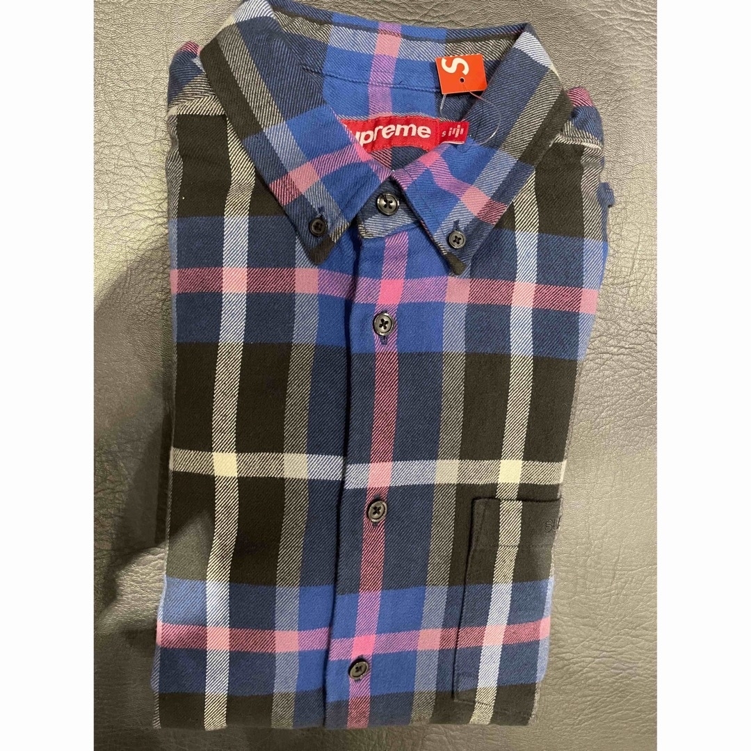 supreme Plaid Flannel Shirt Blue Sサイズ