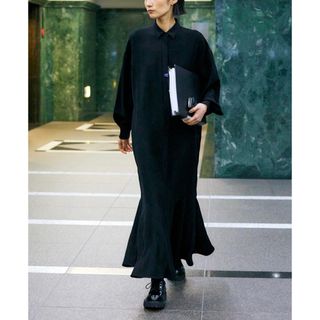 エンフォルド(ENFOLD)のENFOLD・即完売・SHIRT DRESS ブラック(ロングワンピース/マキシワンピース)