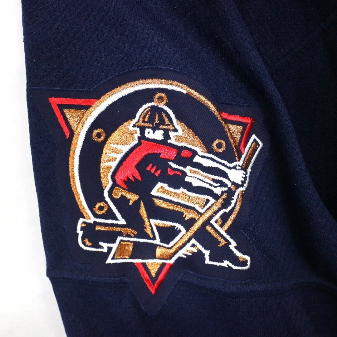 CCM NHL エドモントン・オイラーズ ゲームシャツ 大きいサイズ  刺繍 アイスホッケー スポーツ ネイビー (メンズ XXL) 中古 古着 O0984 メンズのトップス(その他)の商品写真